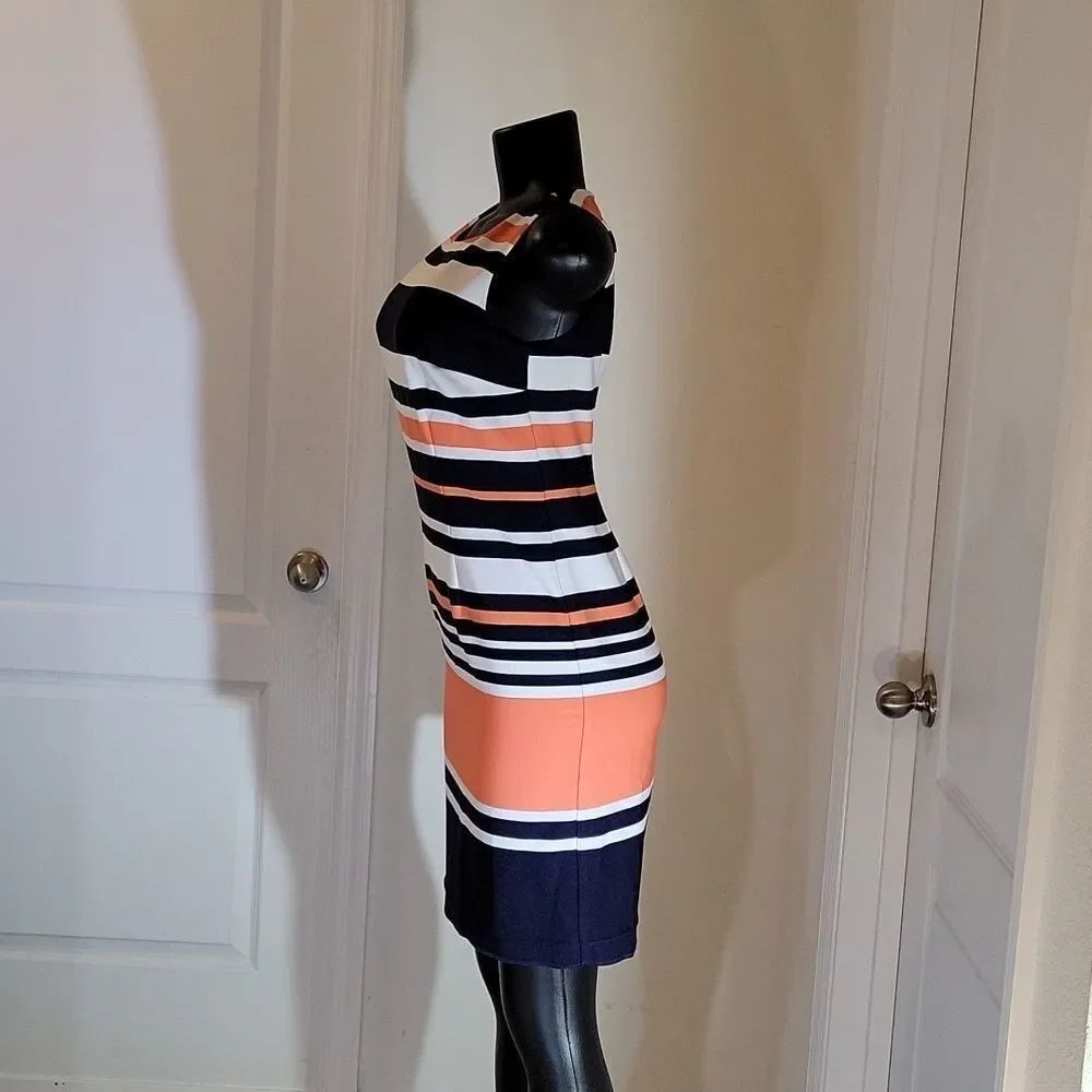 BRAND NEW AMANDA LANE SILKY STRIPPED MULTI-COLOR DRESS - Picture 6 of 16
